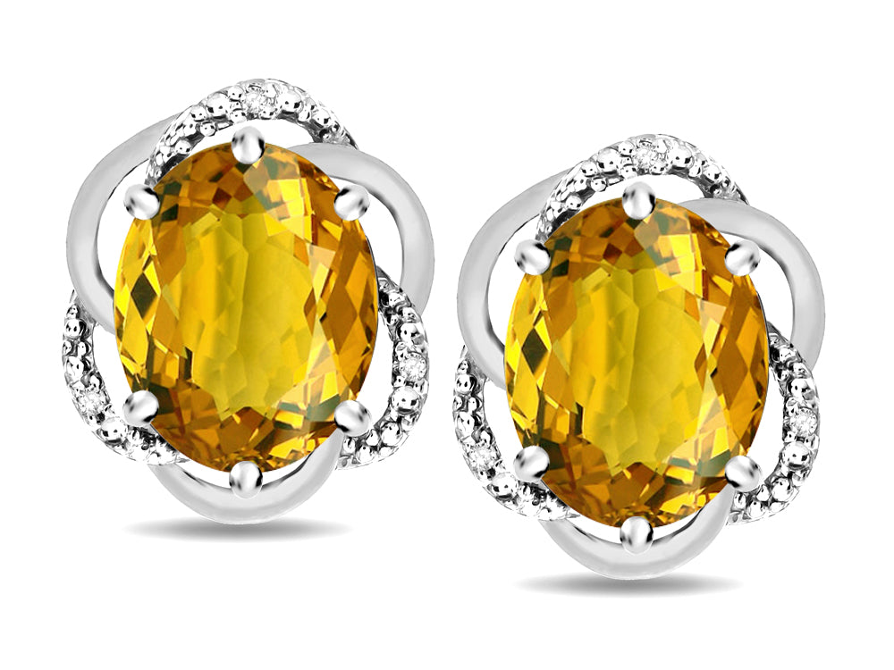 Star K ™ Large Love Knot Earrings with Oval 8 x 6mm Genuine Citrine