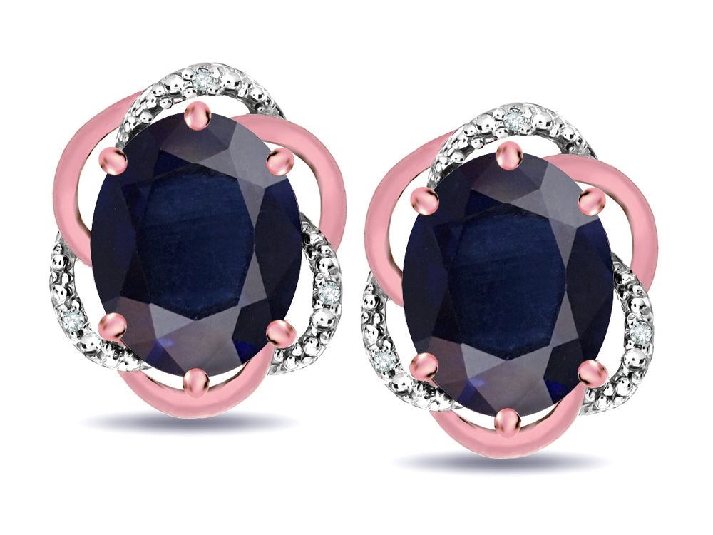 Star K ™ Large Love Knot Earrings with Oval 8 x 6mm Genuine Black Sapphire
