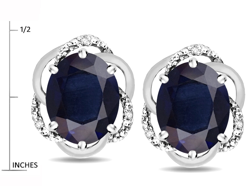 Star K ™ Large Love Knot Earrings with Oval 8 x 6mm Genuine Black Sapphire