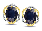 Star K  Large Love Knot Earrings with Oval 8 x 6mm Genuine Black Sapphire