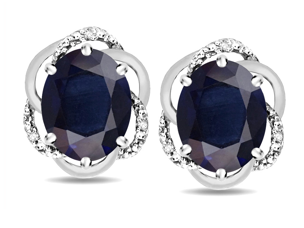 Star K ™ Large Love Knot Earrings with Oval 8 x 6mm Genuine Black Sapphire