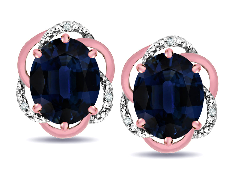 Star K ™ Large Love Knot Earrings with Oval 8 x 6mm Genuine Sapphire