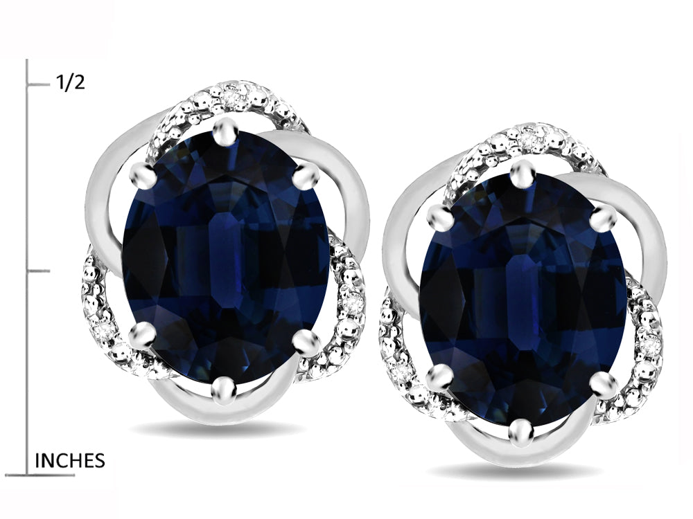 Star K ™ Large Love Knot Earrings with Oval 8 x 6mm Genuine Sapphire