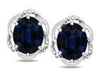 Star K  Large Love Knot Earrings with Oval 8 x 6mm Genuine Sapphire