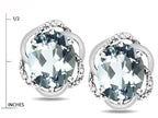 Star K ™ Large Love Knot Earrings with Oval 8 x 6mm Genuine Aquamarine