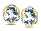 Star K  Large Love Knot Earrings with Oval 8 x 6mm Genuine Aquamarine