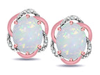 Star K ™ Large Love Knot Earrings with Oval 8 x 6mm Genuine Opal