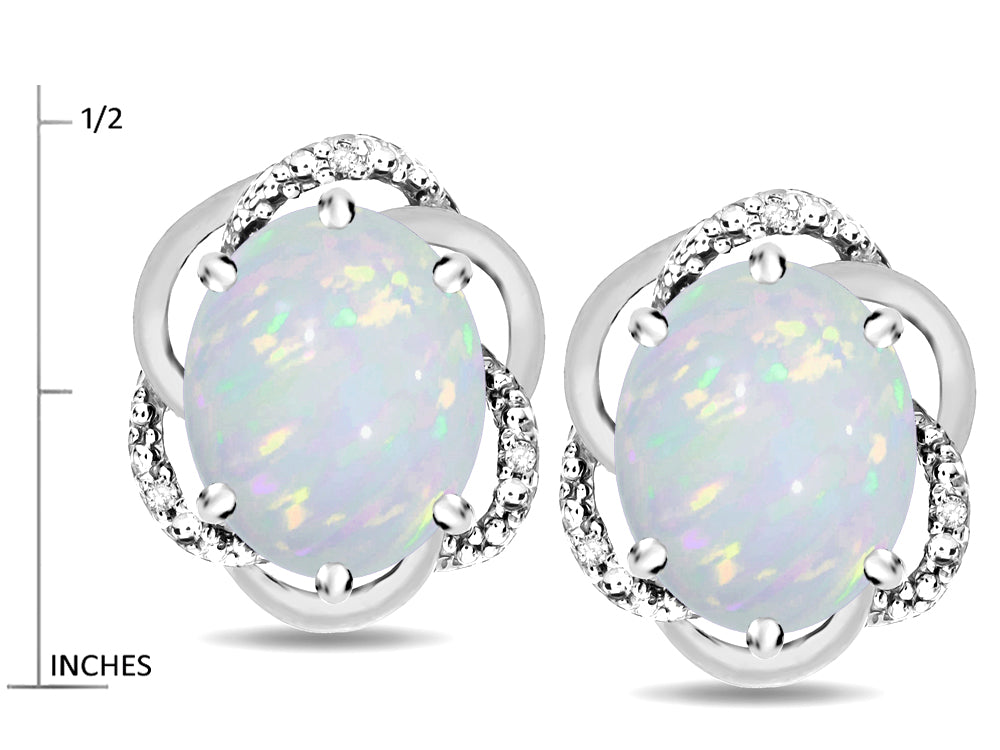 Star K ™ Large Love Knot Earrings with Oval 8 x 6mm Genuine Opal