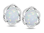 Star K  Large Love Knot Earrings with Oval 8 x 6mm Genuine Opal
