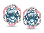 Star K  Large Love Knot Earrings with Oval 8 x 6mm Genuine Sky Blue Topaz
