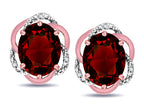 Star K ™ Large Love Knot Earrings with Oval 8 x 6mm Genuine Garnet