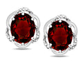 Star K  Large Love Knot Earrings with Oval 8 x 6mm Genuine Garnet