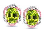Star K  Large Love Knot Earrings with Oval 8 x 6mm Genuine Peridot
