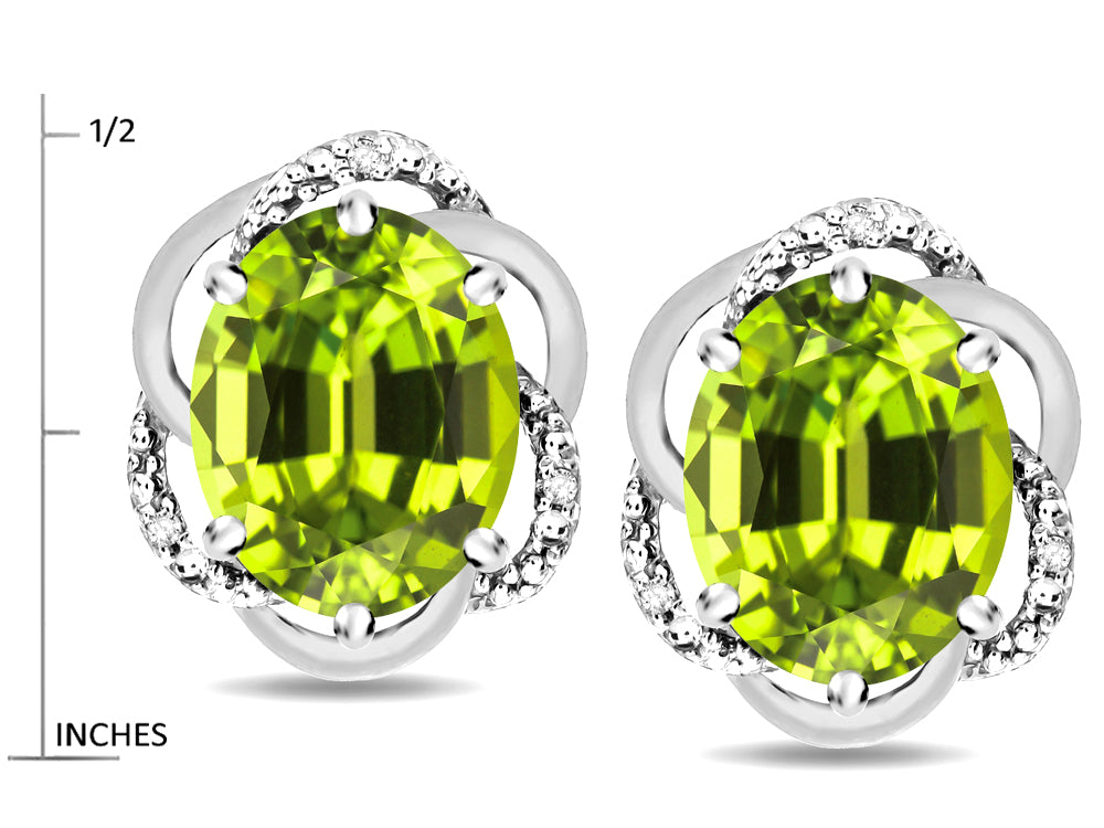 Star K  Large Love Knot Earrings with Oval 8 x 6mm Genuine Peridot