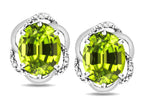 Star K ™ Large Love Knot Earrings with Oval 8 x 6mm Genuine Peridot