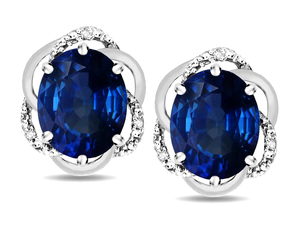 Star K ™ Large Love Knot Earrings with Oval 8 x 6mm Created Sapphire