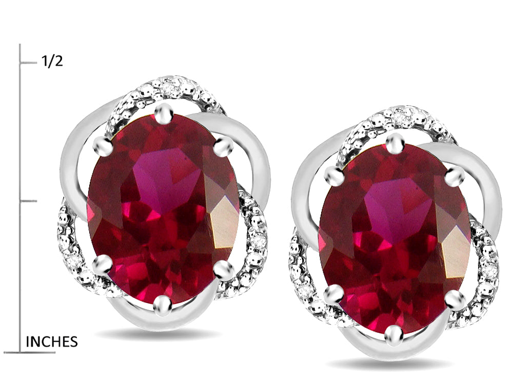 Star K ™ Large Love Knot Earrings with Oval 8 x 6mm Created Ruby