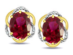 Star K  Large Love Knot Earrings with Oval 8 x 6mm Created Ruby
