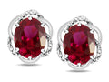 Star K  Large Love Knot Earrings with Oval 8 x 6mm Created Ruby