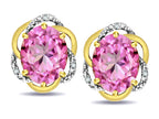 Star K ™ Large Love Knot Earrings with Oval 8 x 6mm Created Pink Sapphire
