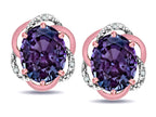 Star K  Large Love Knot Earrings with Oval 8 x 6mm Simulated Alexandrite