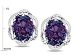 Star K  Large Love Knot Earrings with Oval 8 x 6mm Simulated Alexandrite