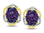 Star K  Large Love Knot Earrings with Oval 8 x 6mm Simulated Alexandrite