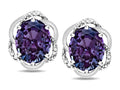 Star K  Large Love Knot Earrings with Oval 8 x 6mm Simulated Alexandrite