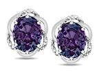 Star K  Large Love Knot Earrings with Oval 8 x 6mm Simulated Alexandrite