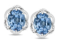 Star K ™ Large Love Knot Earrings with Oval 8 x 6mm Simulated Aquamarine
