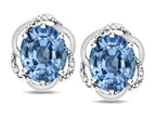 Star K ™ Large Love Knot Earrings with Oval 8 x 6mm Simulated Aquamarine