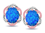 Star K ™ Large Love Knot Earrings with Oval 8 x 6mm Blue Created Opal