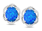 Star K ™ Large Love Knot Earrings with Oval 8 x 6mm Blue Created Opal