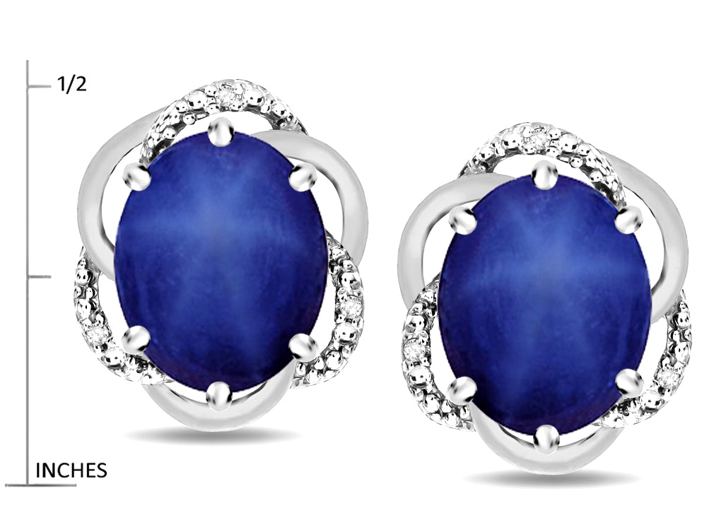 Star K ™ Large Love Knot Earrings with Oval 8 x 6mm Created Star Sapphire