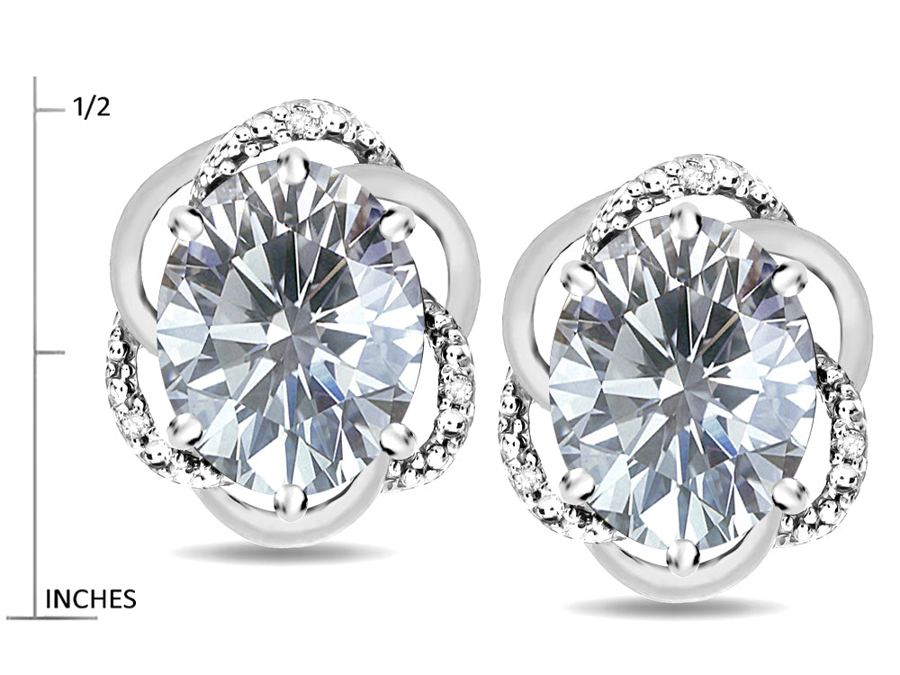 Star K  Large Love Knot Earrings with Oval 8 x 6mm Genuine White Topaz