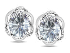 Star K  Large Love Knot Earrings with Oval 8 x 6mm Genuine White Topaz