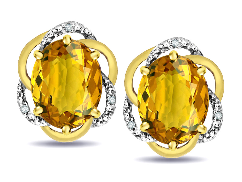 Star K  Large Love Knot Earrings with Oval 8 x 6mm Genuine Citrine