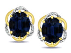 Star K  Large Love Knot Earrings with Oval 8 x 6mm Genuine Sapphire