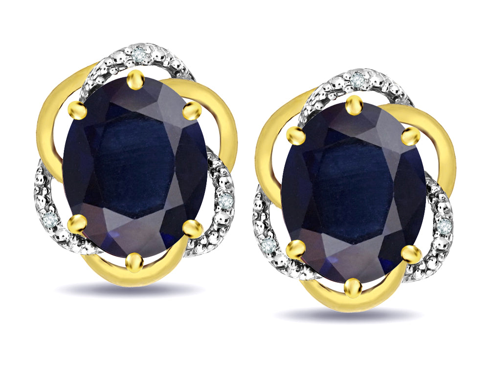 Star K  Large Love Knot Earrings with Oval 8 x 6mm Genuine Black Sapphire