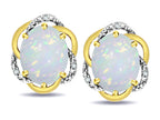 Star K  Large Love Knot Earrings with Oval 8 x 6mm Genuine Opal