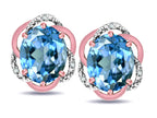 Star K  Large Love Knot Earrings with Oval 8 x 6mm Genuine Blue Topaz