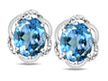 Star K  Large Love Knot Earrings with Oval 8 x 6mm Genuine Blue Topaz