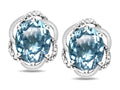 Star K  Large Love Knot Earrings with Oval 8 x 6mm Genuine Sky Blue Topaz