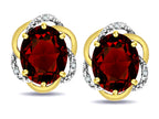 Star K ™ Large Love Knot Earrings with Oval 8 x 6mm Genuine Garnet