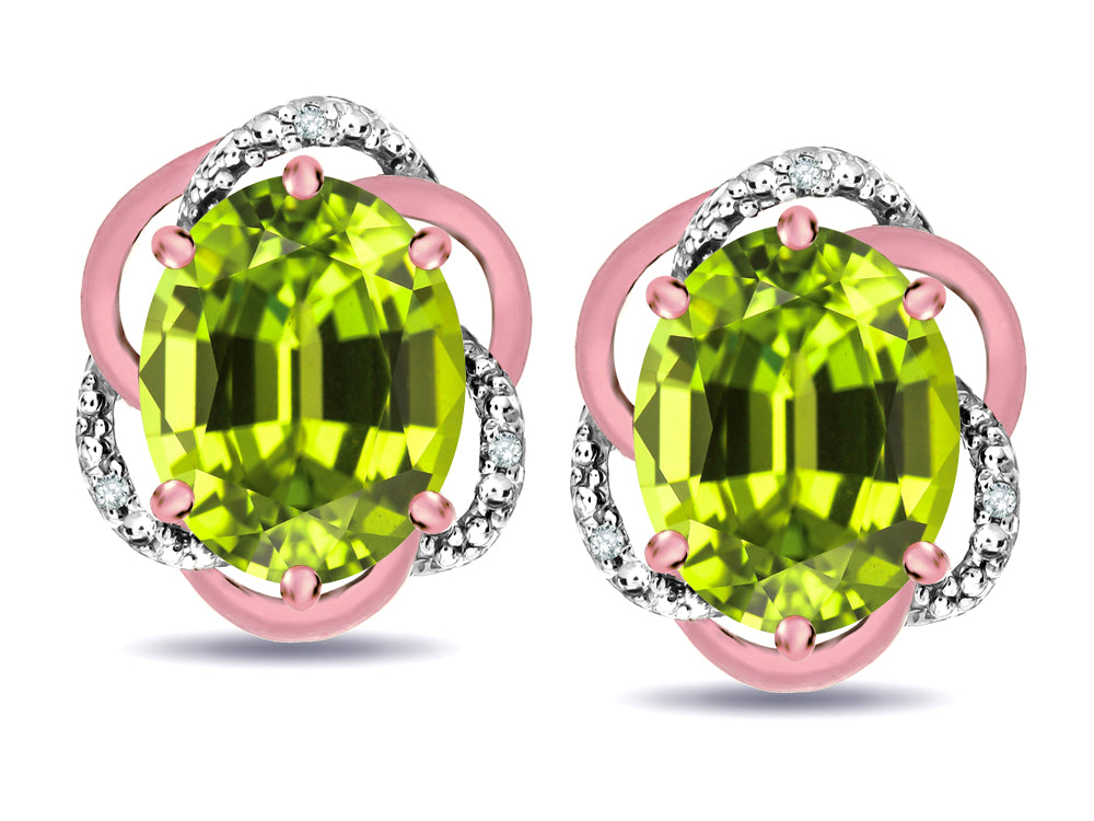 Star K  Large Love Knot Earrings with Oval 8 x 6mm Genuine Peridot