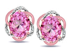 Star K  Large Love Knot Earrings with Oval 8 x 6mm Created Pink Sapphire