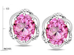 Star K  Large Love Knot Earrings with Oval 8 x 6mm Created Pink Sapphire