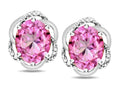 Star K  Large Love Knot Earrings with Oval 8 x 6mm Created Pink Sapphire