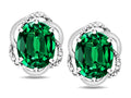 Star K  Large Love Knot Earrings with Oval 8 x 6mm Simulated Emerald