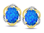 Star K  Large Love Knot Earrings with Oval 8 x 6mm Blue Created Opal